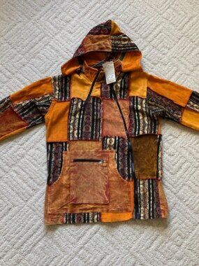 Himalaya Patchwork Zip Up Hoodie with Removable Hood Large/XL